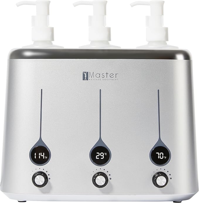 Master Massage Gen-II Oil Warmer: Quick & Efficient 3-Bottle Heater for Oils and Lotions (Heats Up to 140°F) - Sleek Modern Design for Massage Therapy & Personal Use