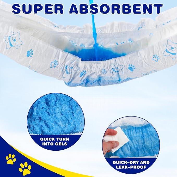 50 Count Disposable Dog Diapers Male with Wetness Indicator(Medium) | Dog Belly Band Belly Bands for Male Dogs Male Dog Wraps,Super Absorbent Leak-Proof Fit for Incontinence Marking