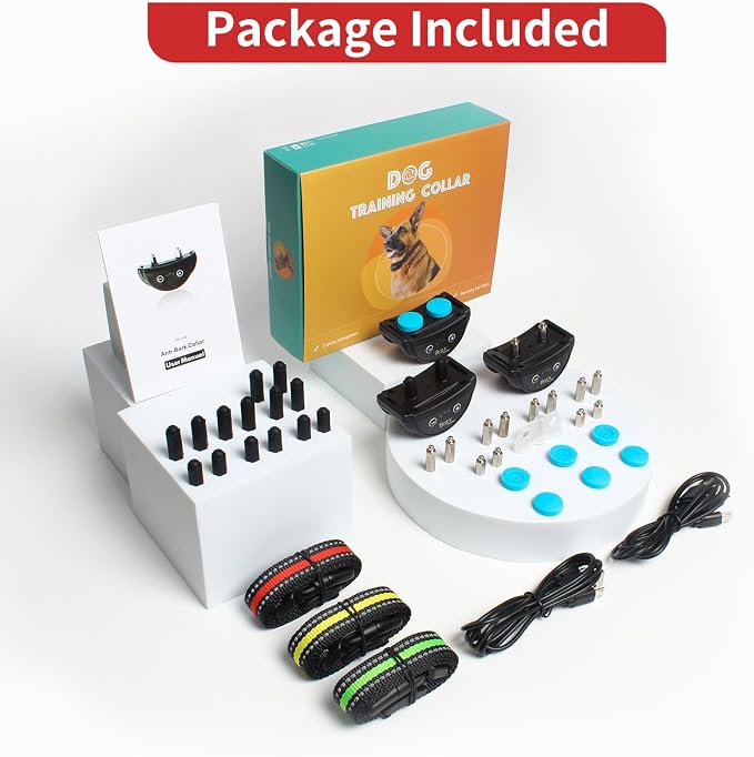 PetJoy Dog Bark Collar 3 Pack, Barking Collars with 5 Adjustable Levels of Sensitivity, Smart Automatic Bark Collar with 7-Stage Escalating Beep-to-Shock Correction