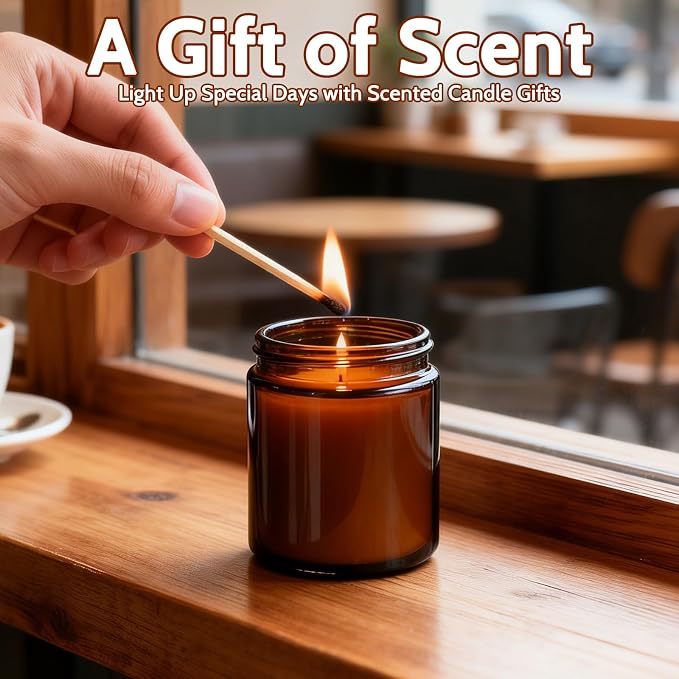 12 Pack 8 oz Rose Sandalwood Scented Soy Candles, Bulk Glass Jar Candles, Aromatherapy Candles for Home, Office, Wedding, Party & Gifts