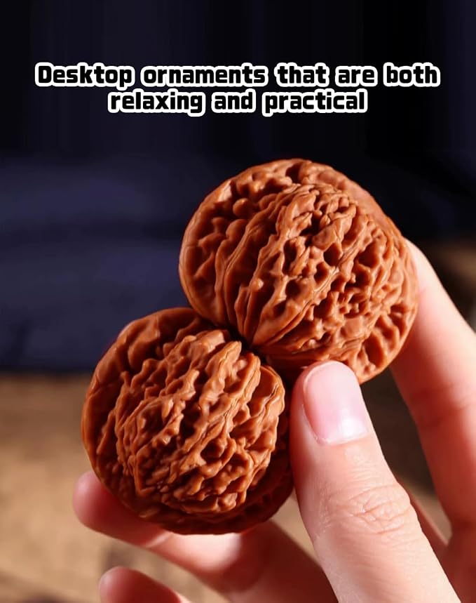 Jade Walnuts - 2026 Chinese Wenwan Walnut, Polishing Walnuts Fidget with Storage Box, Hand-Polished Natural Walnut Stress Relievers, For Meditation, Focus, And Collectors (Pointed Hat A, 1.61-1.65in)