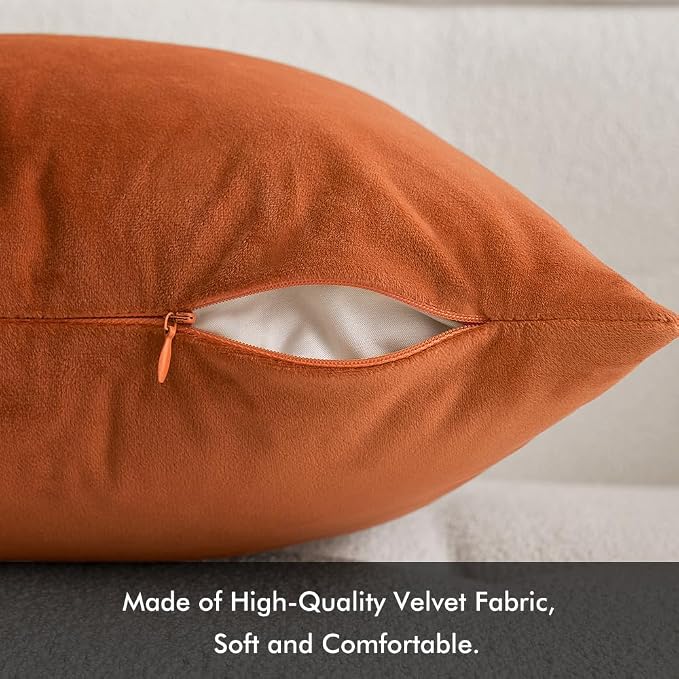 MIULEE 12x20 Inch Lumbar Velvet Fall Throw Pillow Covers Orange | Pack of 2 Soft Solid Decorative Pillow Covers, Modern Luxury Home Decor, for Chair Couch Sofa Bedroom Livingroom