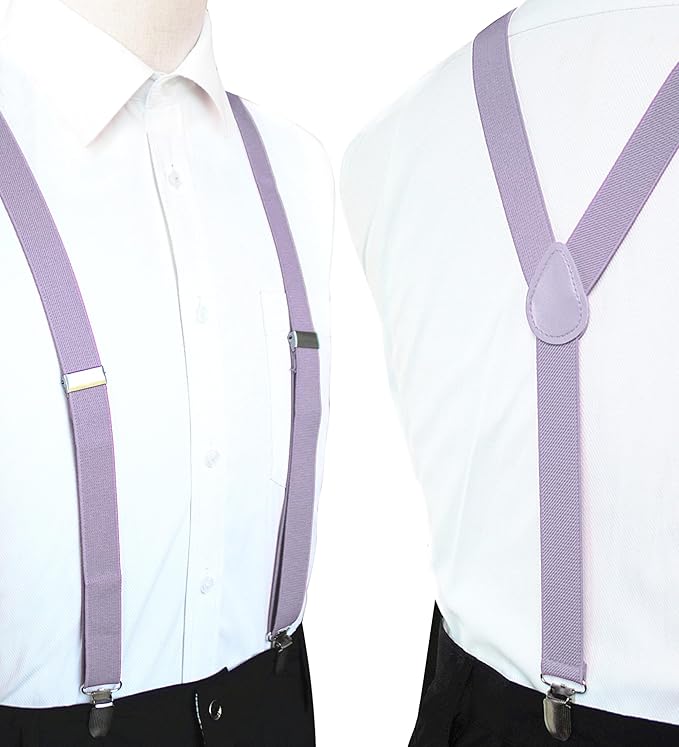JEMYGINS Solid Color Mens Suspender with 3 Strong Clips Adjustable Braces