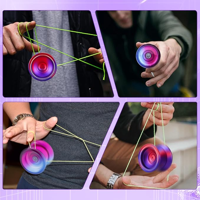 WATIEOBOOYOYO P02 Blue Green + M18 YoYo Black Blue Pink Perfect Set, Dual Mode yoyo Suitable for Yo-yo Beginners and Adult Professional Players, yoyo Tricks Performance