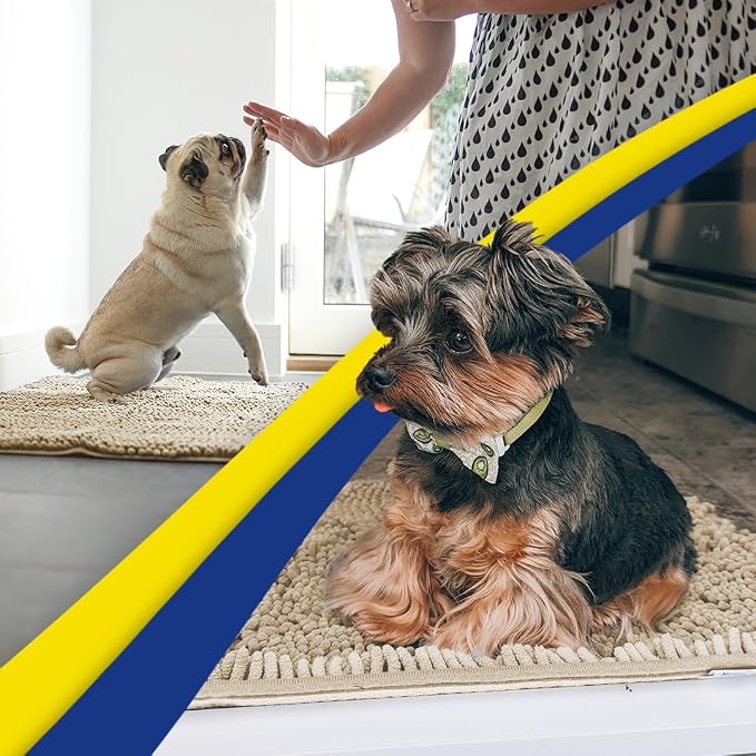 Muddy Mat® | Super Water Absorbent Door Mat Indoor, Microfiber Quick Dry Chenille Entryway Rug, Slip Resistant Front Door Mat, Indoor Mats for Entryway, Machine Washable Pet Rug, Beige 28"x18"