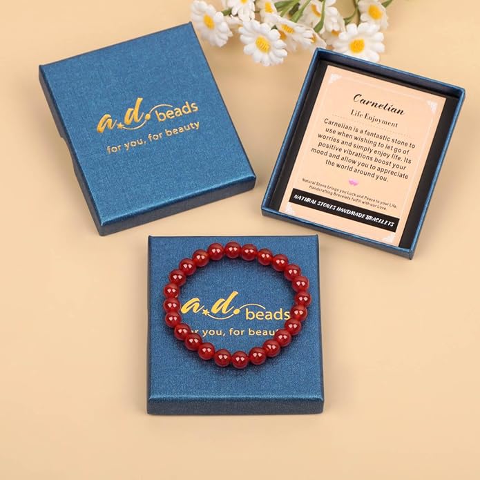 AD Beads Handmade Gemstone Stretch Elastic Bracelet Crystal Healing Reiki Nature's Beauty and Spiritual Essence Unisex