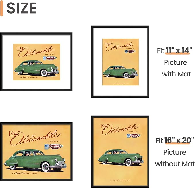 upsimples 16x20 Picture Frame, Gallery Wall Frames Set of 5, Black | Poster Frame Collage Wall Decor, 11x14 Picture Frame with Mat for Family, Baby, Hallway, Christmas