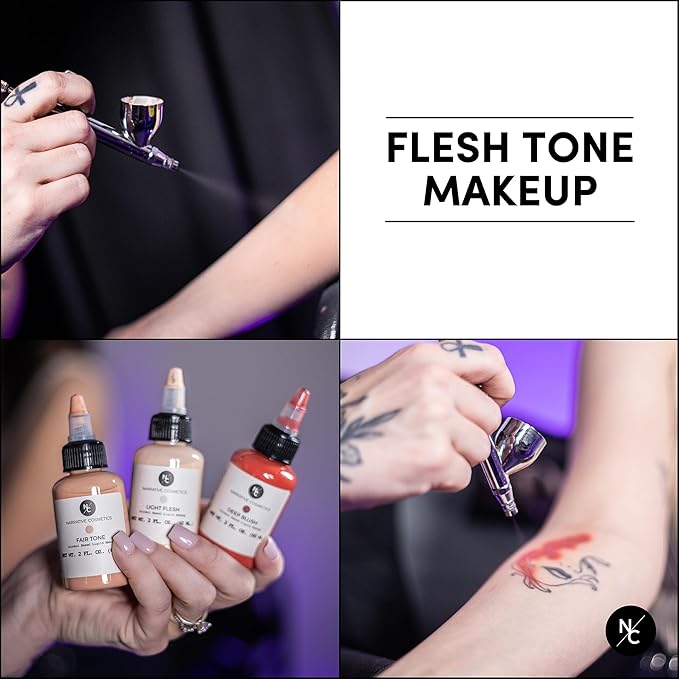 Narrative Cosmetics Flesh Tone Alcohol Airbrush Paints - 2 fl oz, Skin Safe, Quick Dry, Waterproof, Sweatproof, Transferproof Liquid Makeup for Tattoo Cover-Up, Bodypainting, FX Makeup - Soft Yellow