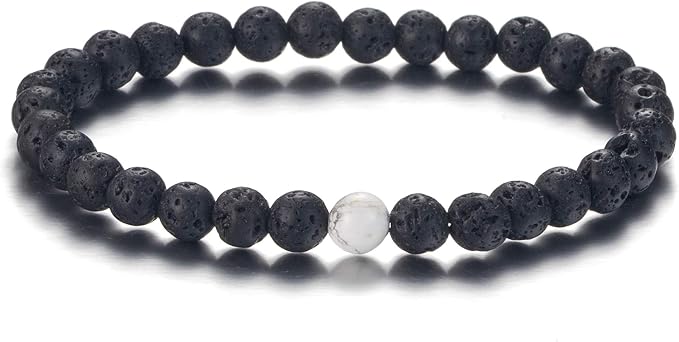 Softones 6MM Lava Rock Aromatherapy Anxiety Essential Oil Diffuser Beads Bracelet for Women Men,Friendship Couples Gifts Natural Stone Bracelets