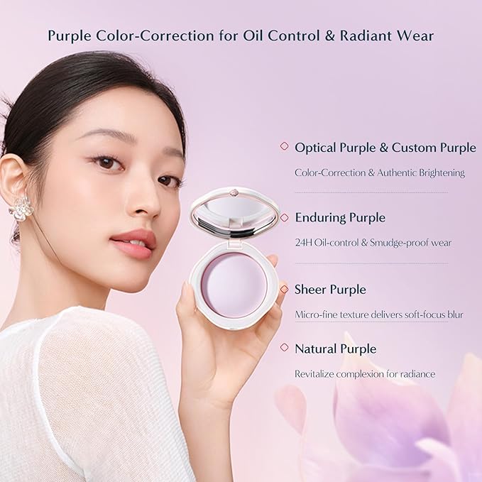 FLORASIS Flawless Jade Breathable Color Correcting Pressed Powder (Song Brocade Prestige Collection) (04 Lavender, 1 Count)