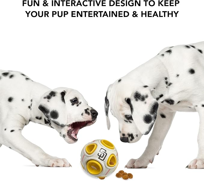 Pets First MLB San Diego Padres Baseball Treat Dispensing Toy for Dogs and Cats - Interactive Fun Natural Rubber Ball for Feeding