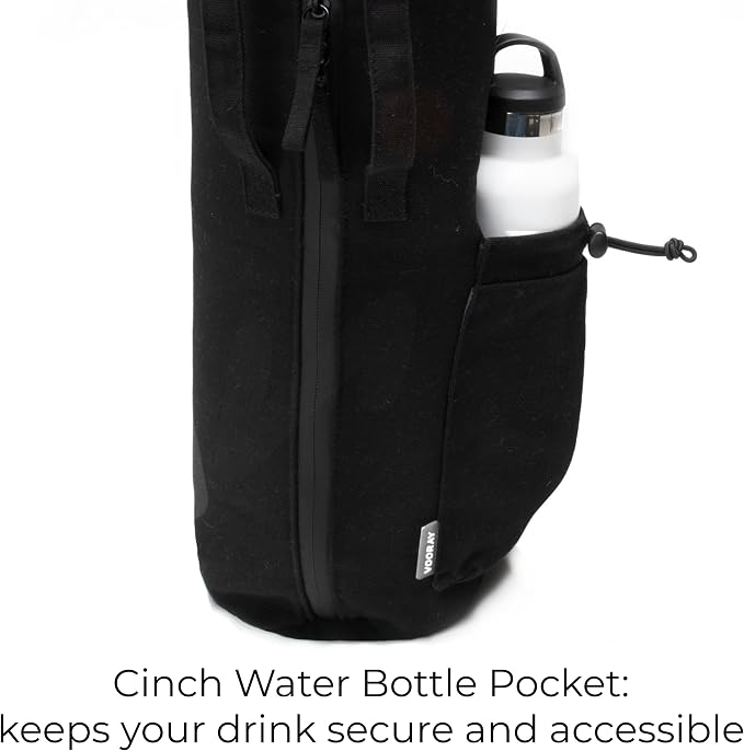 VOORAY Avani Yoga Mat Bag with Adjustable Shoulder Strap, Phone Pocket and Water Bottle Holder, Use for Retreats, Commutes, Travel and Storage, 15L Size fits Most Standard Mats - Black