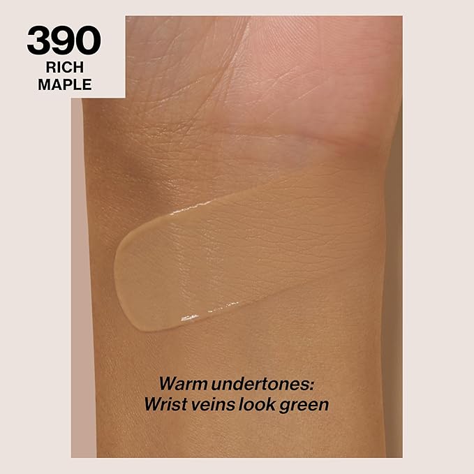 Revlon Liquid Foundation, ColorStay Face Makeup for Normal & Dry Skin, SPF 20, Longwear Medium-Full Coverage with Natural Finish, 390 Rich Maple, 1 Fl Oz