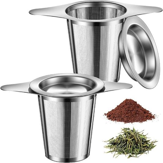 2Pack Tea Infuser for Loose Leaf Tea, 18/8 Stainless Steel Loose Leaf Tea Steeper with Drip Tray, Extra Fine Mesh Tea Strainer Diffuser tea accessories