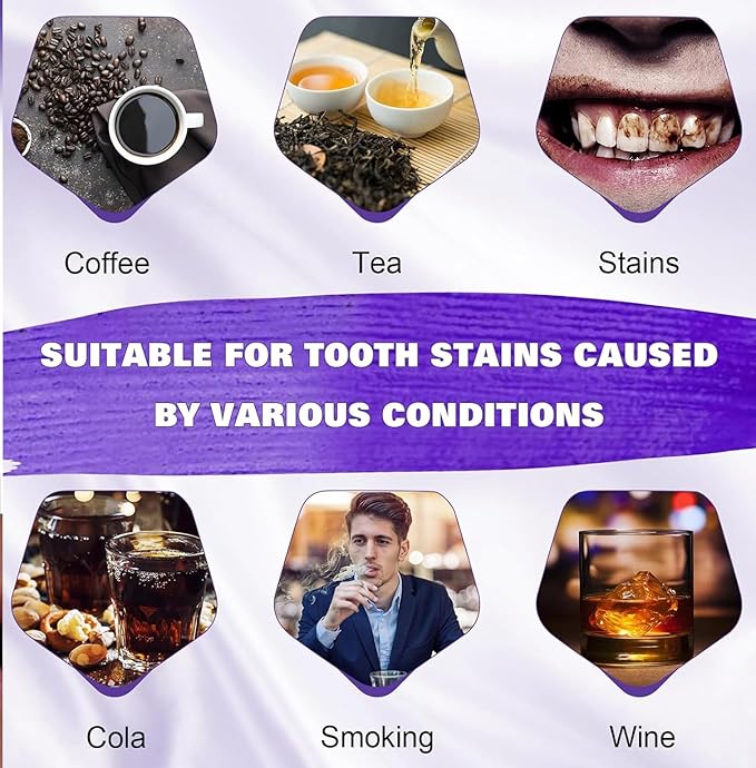 VSmile V38 Teeth Whitening Strips, 28 Count – Peroxide-Free Purple Color Correcting Teeth Whitener Strips with Pap+ & Hydroxyapatite, Enamel Safe, No Sensitivity