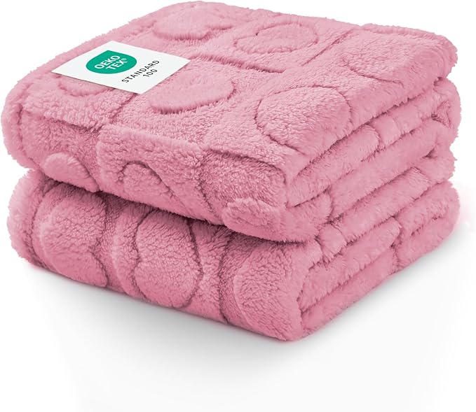 Luciphia 2 Pack Small Dog Blanket, Cozy Fleece Throw for Puppy Cat,41"x31" | Pink Blanket Washable for Medium/Large Dogs, Cute Cover on Bed Couch Crate Car, Puppy Essentials, Dog Gift,2PCs Pink
