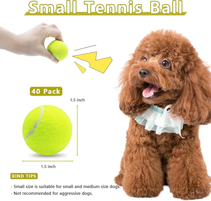 Magicorange 10 Pack Squeaky Mini Tennis Balls, 1.5 inch Small Dog Ball
