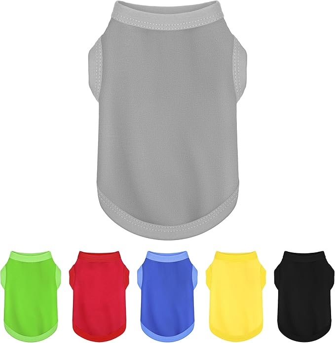 Elevate Your Dog's Fashion Quotient with Colorful and Breathable Sleeveless Cotton Shirts! Perfect Pet Apparel for Small to Medium Dogs Gray XS