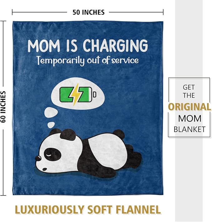 Craftique Mom Birthday Gifts, Funny Gifts for Mom- Mom's Charging Blanket | Mom Gifts for Women from Daughter Son Husband, Super Soft Blanket Throw for Napping Travel, 60”×50”