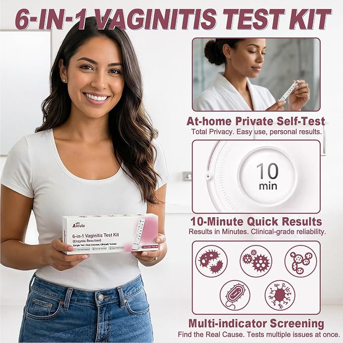 6-in-1 Vaginal Health Test Kit for Women - Feminine Wellness & Comfort Check Tool - Simple At-Home Tracker for Odor, Itching & Freshness Clues - 10-Minute Results - 1 Pack