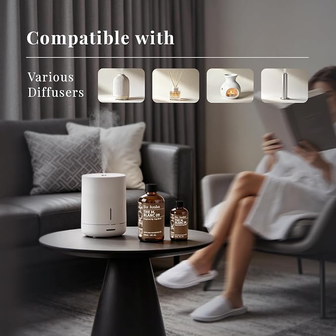SU JUABA Blanc 09 Diffuser Oil - Inspired by 5 Star Hotel Scent - Magnolia Melon, Luxury Home Fragrance for Aromatherapy, Essential Oils Difffuser, Spray Making, 1Fl Oz