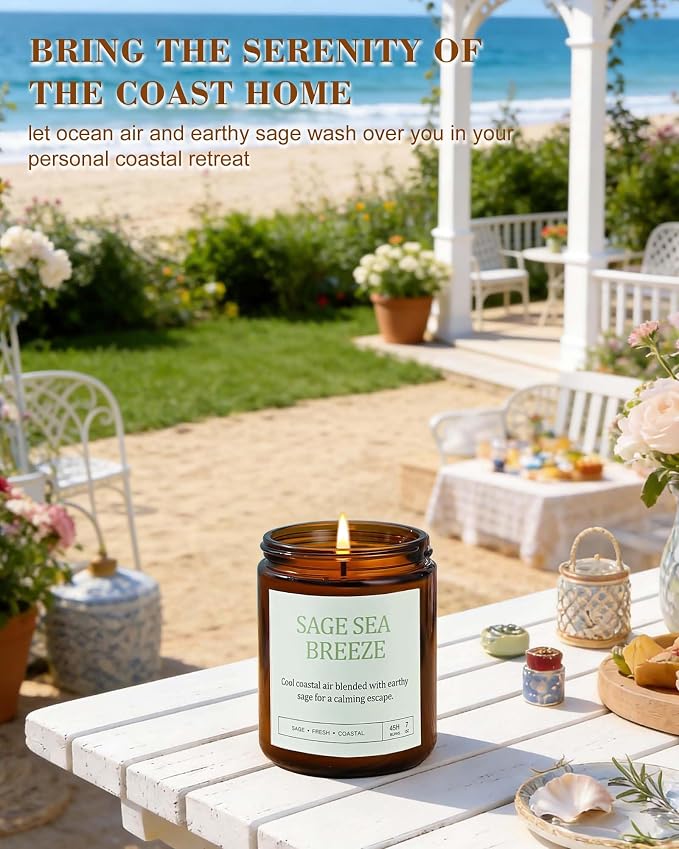 Scented Candles Gift Set, Long Lasting 4 Pack Aromatherapy Candles for Home | 200 Hour Burn, Fresh Linen & Rain, White Blossom & Pear, Lemon Verbena Zest, Sage Sea Breeze, Gifts for Women