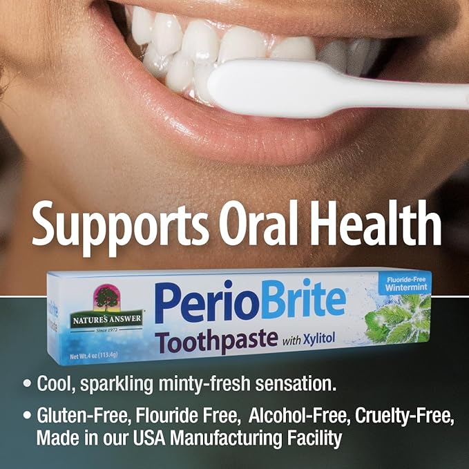 Nature's Answer Periobrite Natural Whitening Toothpaste | Soothes & Refreshes | Gluten-Free, Flouride-Free Soy-Free & Vegetarian | Not Tested On Animals | No Artificial Sweeteners 4oz (3 Pack)