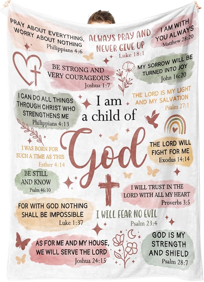 Christian Gifts for Women, Christian Blanket, Birthday Gifts for Women | Baptism Gifts for Girl, Teen Girl Gifts Trendy Stuff, I Am a Child of God Blanket, First Communion Gifts for Girls(50 * 60)