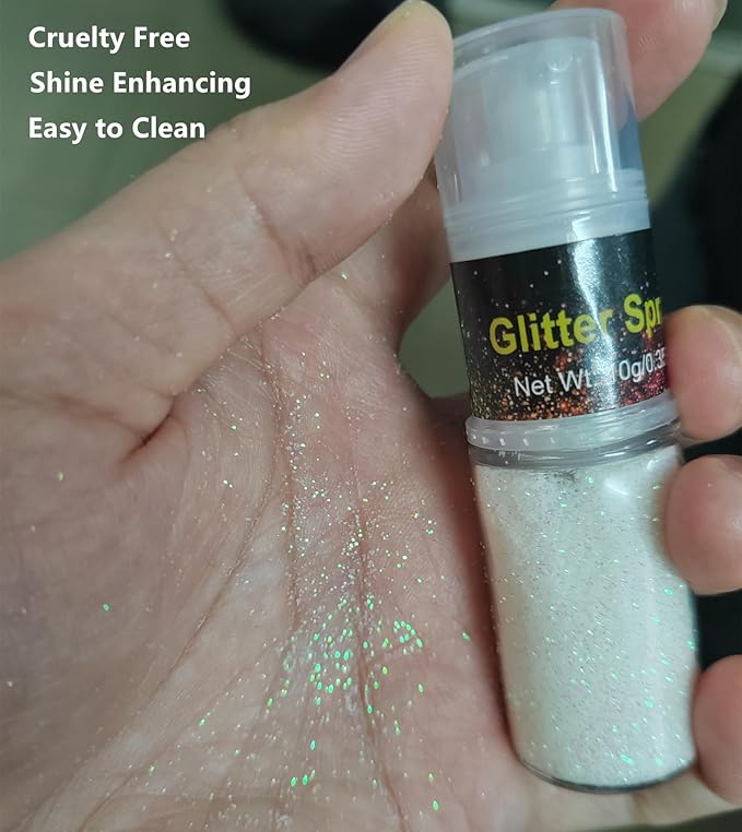 Go Ho Hair and Body Glitter Spray,White Glitter Spray Dry Powder Makeup for Clothes,Festival Loose Sparkle Powder,Holographic Ultra Fine Resin Glitters for Crafts,10g