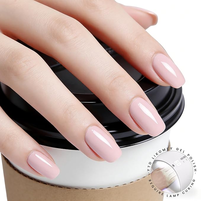 YTD Likomey Gel Nail Polish,15ml Creamy Barely Pink Soak Off UV Nails Gel,Salon Home DIY Nail Art Manicure and Pedicure Pastel Light Pink Gel Varnish,CS420