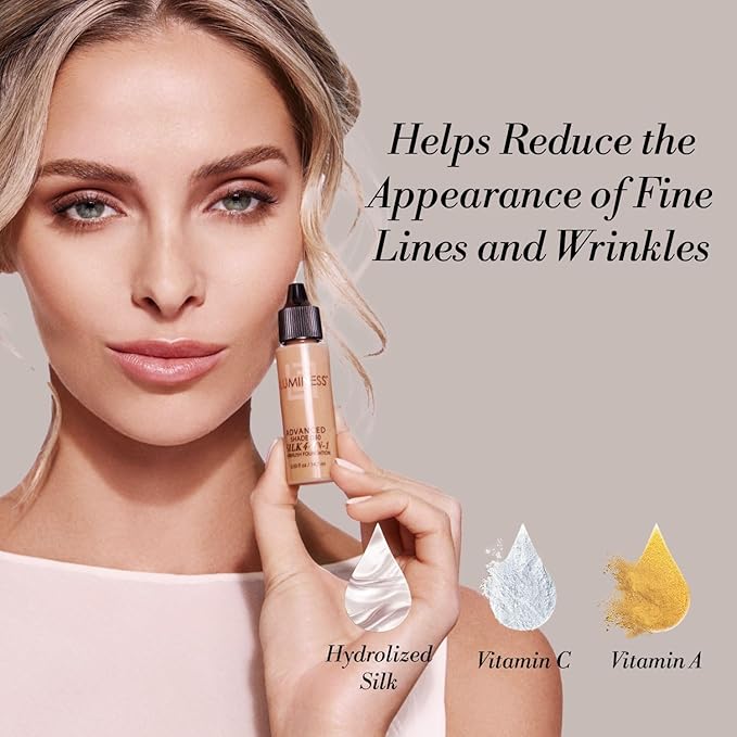 Luminess Air Silk 4-In-1 Airbrush Foundation- Foundation, Shade 150 (.5 Fl Oz) - Sheer to Medium Coverage-Anti-Aging Formula Hydrates and Moisturizes - Professional Makeup Kit for Cordless Air Brush