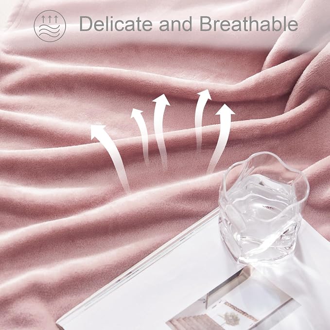 Exclusivo Mezcla Soft Fleece Blanket Twin Size for Bed, Dusty Pink | 90x66 Inches, Double-Sided Brushed Flannel, Lightweight Plush Cozy Blanket for Home Decor, All Season, Machine Washable