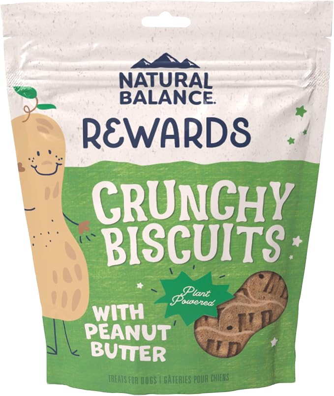 Natural Balance Rewards, Crunchy Biscuits, Peanut Butter, 14 oz | Grain-Free Dog Treats for Adult Dogs, Limited-Ingredient Recipe, Made with Real Ingredients, Great for Training