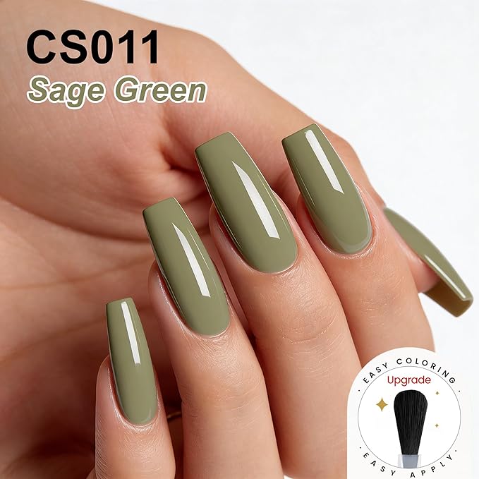 YTD Likomey Sage Green Gel Nail Polish,15ml Grey Green Salon Home DIY Manicure and Pedicure Fall Winter Soak Off UV Color Varnish, CS011