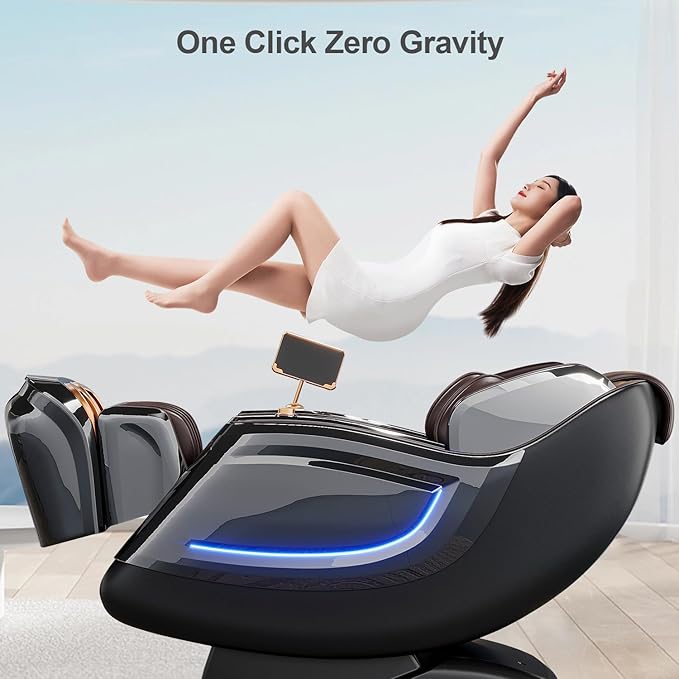 4D Full Body Massage Chair with Dual SL Tracks - Zero Gravity Recliner, AI Body Scan & Foot/Calf Rollers for Home Office Deep Sleep Relaxation (Black)