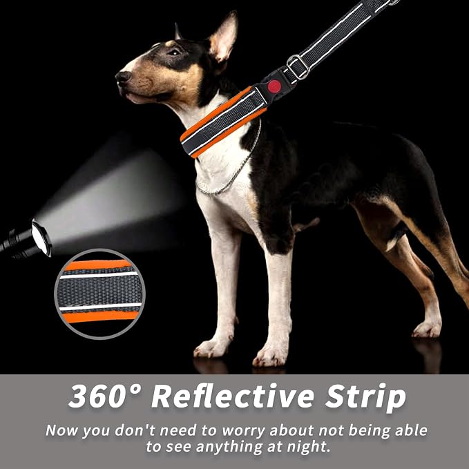 Martingale No Pull Dog Collar for Large Medium Small Dogs, Heavy Duty Nylon Reflective Adjustable Anti Pull Slip Collar with Buckle for Training Walking M Black Orange