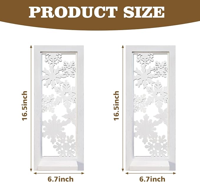 ZEXUIRU 2 Set Rustic Candle Sconces Living Room Bedroom Entryway Wood Mirrored, Farmhouse, Carved Frame Wall-Mount Wooden Candle Holders Wall Decor Hanging Handmade Holder - Distressed White