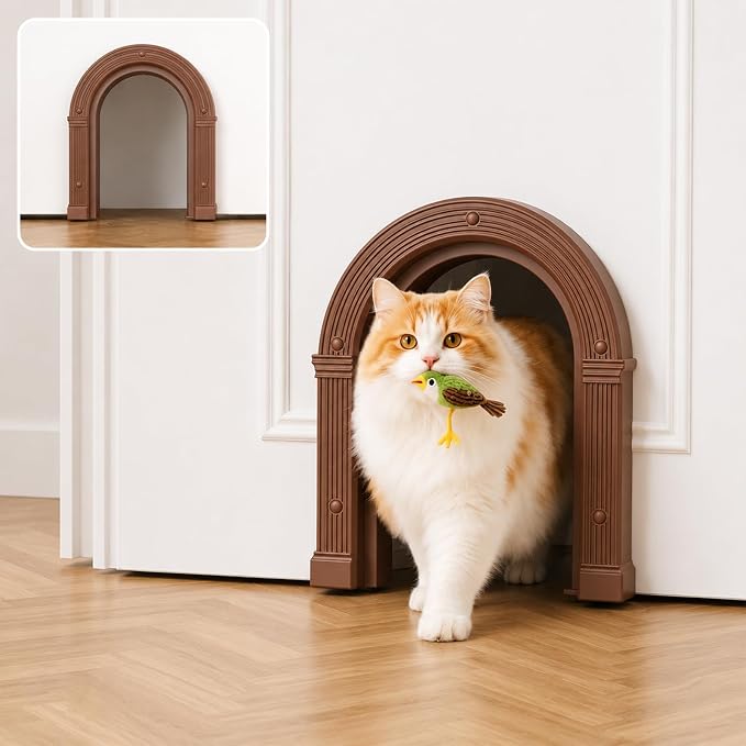 Cat Door for Interior Doors Large Cat Door for Cats Up to 25 lbs No-Flap