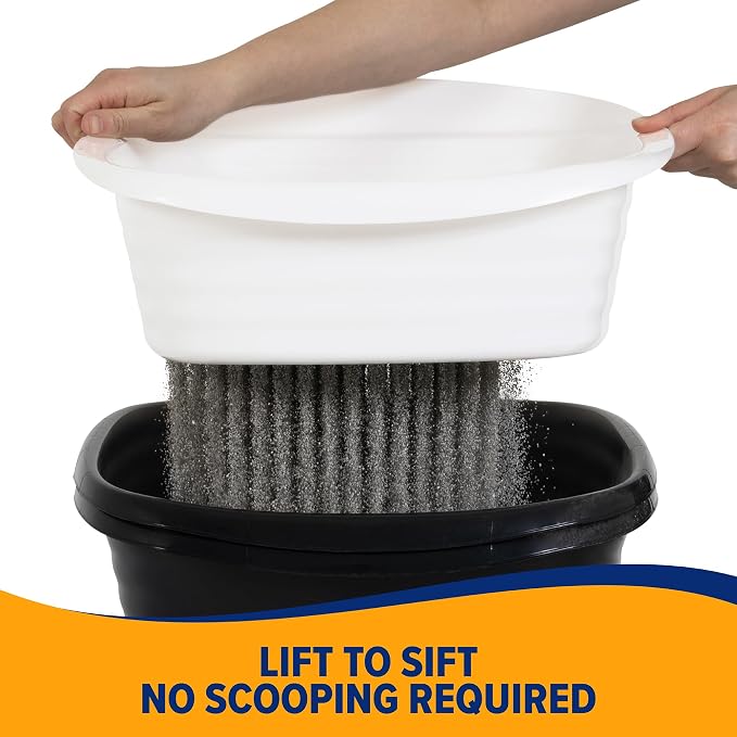 Arm & Hammer Large Sifting Litter Box Scoop Free Cat Litter Tray with Microban, Made in USA | Antimicrobial product protection, ideal for indoor felines, simple lift, shake and pour cleanup, helps keep odors in check