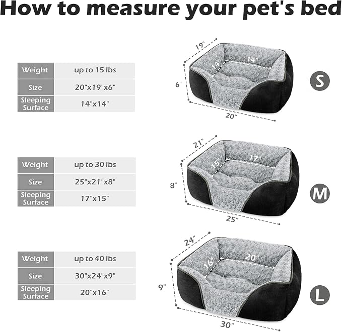 Large Dog Bed Rectangle Washable Orthopedic Soft Calming Sleeping Durable Pet Cuddler with Anti-Slip Bottom