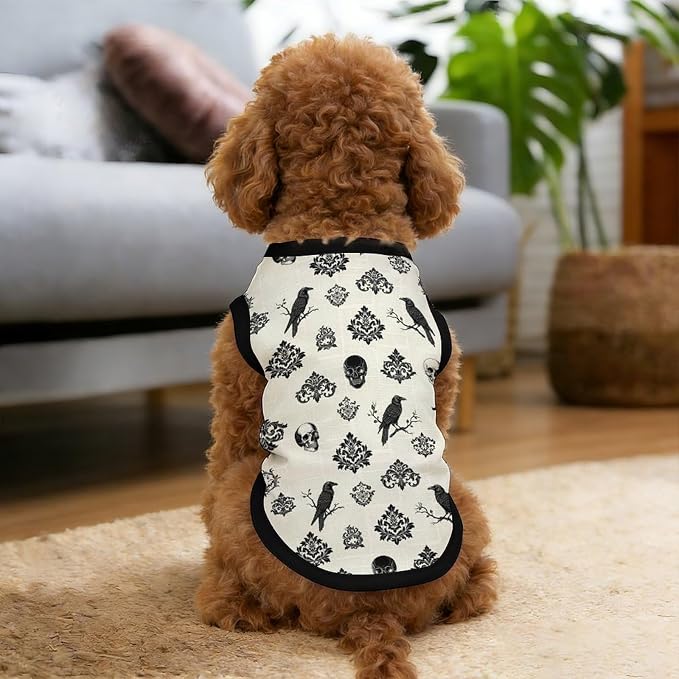 Halloween Pet Vest Crow Branch Pet Shirts X-Small | black skull Dog Shirt Vest cute pet Sleeveless Vests Ice Silk Dog T-Shirts holiday Dog Clothes Halloween Canine Wear
