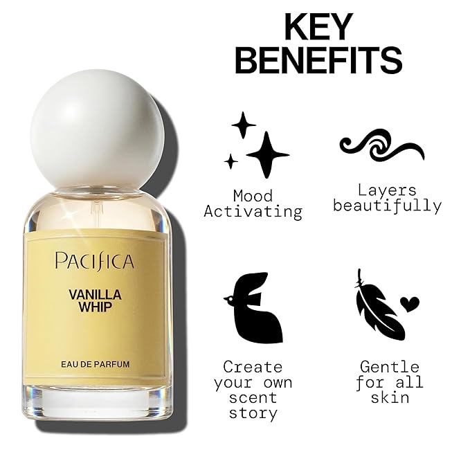 Pacifica Vanilla Whip Eau de Parfum, Female, Liquid, 1 Fl Oz, Vanilla, Vegan, Long Lasting, Paraben Free