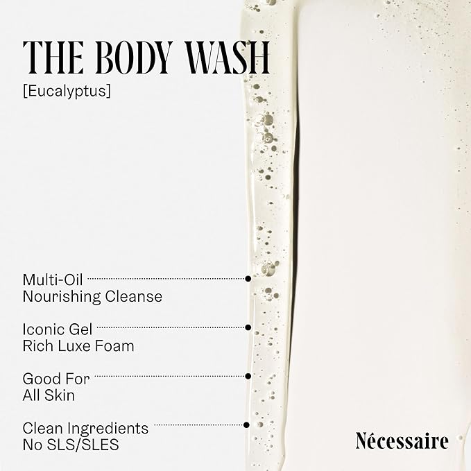 Nécessaire Body Essentials - Skin Care Gift Set For Women + Men - Travel-Size Body Wash, Body Lotion + Deodorant | Dermatologist-Tested. Hypoallergenic | Vegan | Aluminum-Free Deodorant (Eucalyptus)
