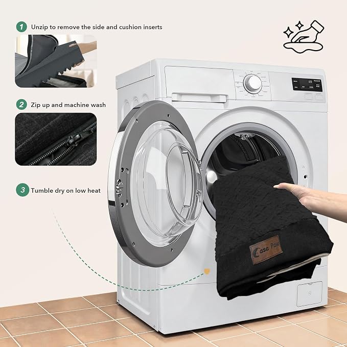 Orthopedic Washable Dog Bed for Extra Large Dogs, 42x30in, Black | Orthopedic Foam Eases Joint Pressure, Bolsters Supports Head And Neck, Washable Pet Beds, Removable Cover, Non-Slip Bottom