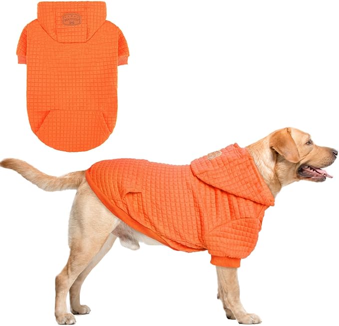 BEAUTYZOO Dog Hoodies Sweater for Large Dogs,Waffle‑Like Laminated Pet Coat | Warm Dog Sweatshirt with Pocket & Leash Hole,Pullover Clothes for Girl Boy Dogs,Stretchy & Easy‑On‑Off,Labrador & Great Danes