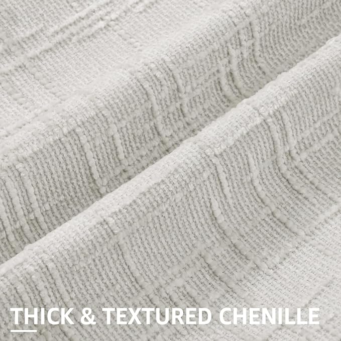decorUhome Textured Chenille Throw Pillow Covers 20x20 Set of 2 Light Grey | Fall Modern Farmhouse Soft Cozy Slubby Couch Pillow Cases Boho Decorative Pillow Cases for Bed Sofa Living Room Home Decor