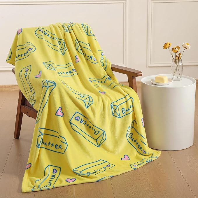 50'' x 60'' Butter Stick Throw Blanket Butter Gift | Funny Meme Gifts for Women Men Plush Warm Room Decor for Sofa Couch Bed Bedroom Camping