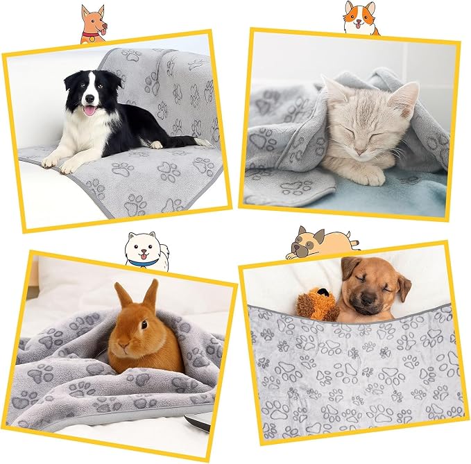 Dog Blankets for Medium Dogs, Cat, Premium Soft Dog Blankets for Small Dog | Washable, Puppy Blanket Dogs Essentials for Puppies (3, Grey, 41" x 30")