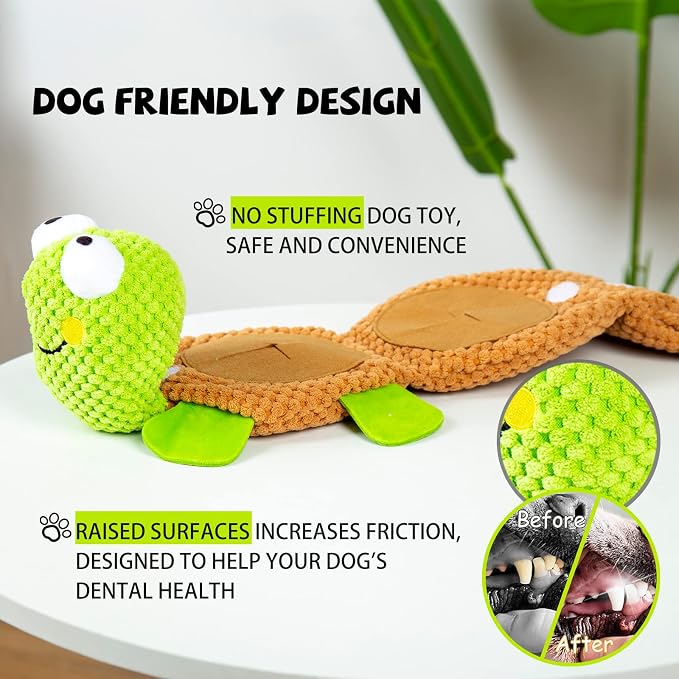 lilfrd Dog Puzzle Enrichment Toy, Squeaky Crinkle Plush Turtle Puppy Toy
