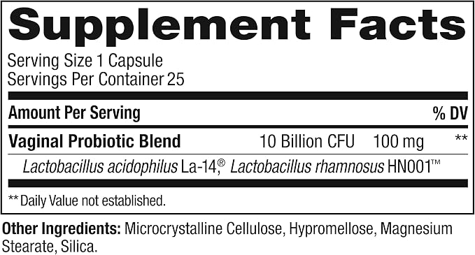 OLLY Happy Hoo-Ha Capsules, Probiotics for Women or People wth Vaginas, Vaginal Health and pH Balance, * 10 Billion CFU, Gluten Free, 25 Count (Pack of 2)